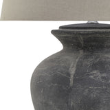 Ferranock Round Ceramic Table Lamp with Linen Shade – Grey