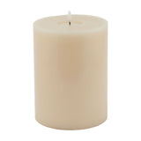 Hill Interiors Melt Effect LED Wax Candle in beige, a flameless pillar candle with a melted top and LED flame tip, shown on a plain background.