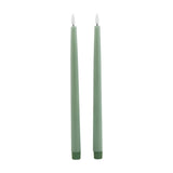 Set of 2 LED Wax Dinner Candles – Sage Green