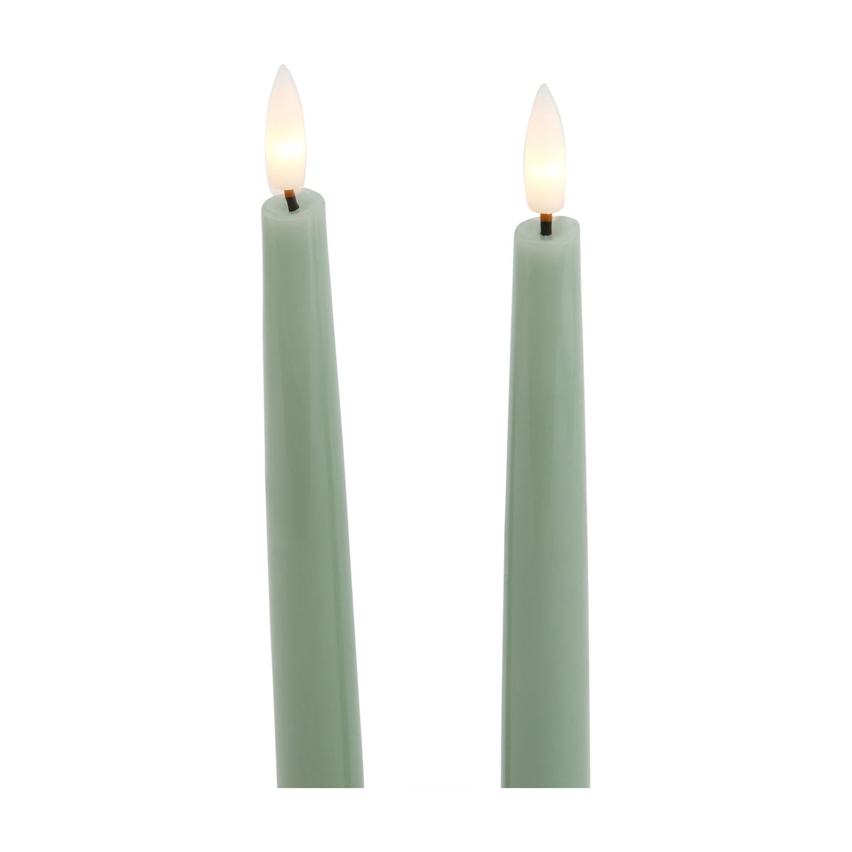 Set of 2 LED Wax Dinner Candles – Sage Green