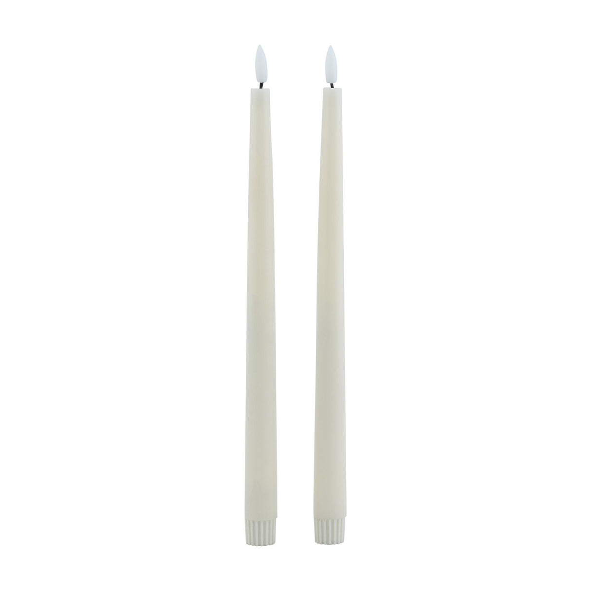 Set of 2 LED Wax Dinner Candles – Beige