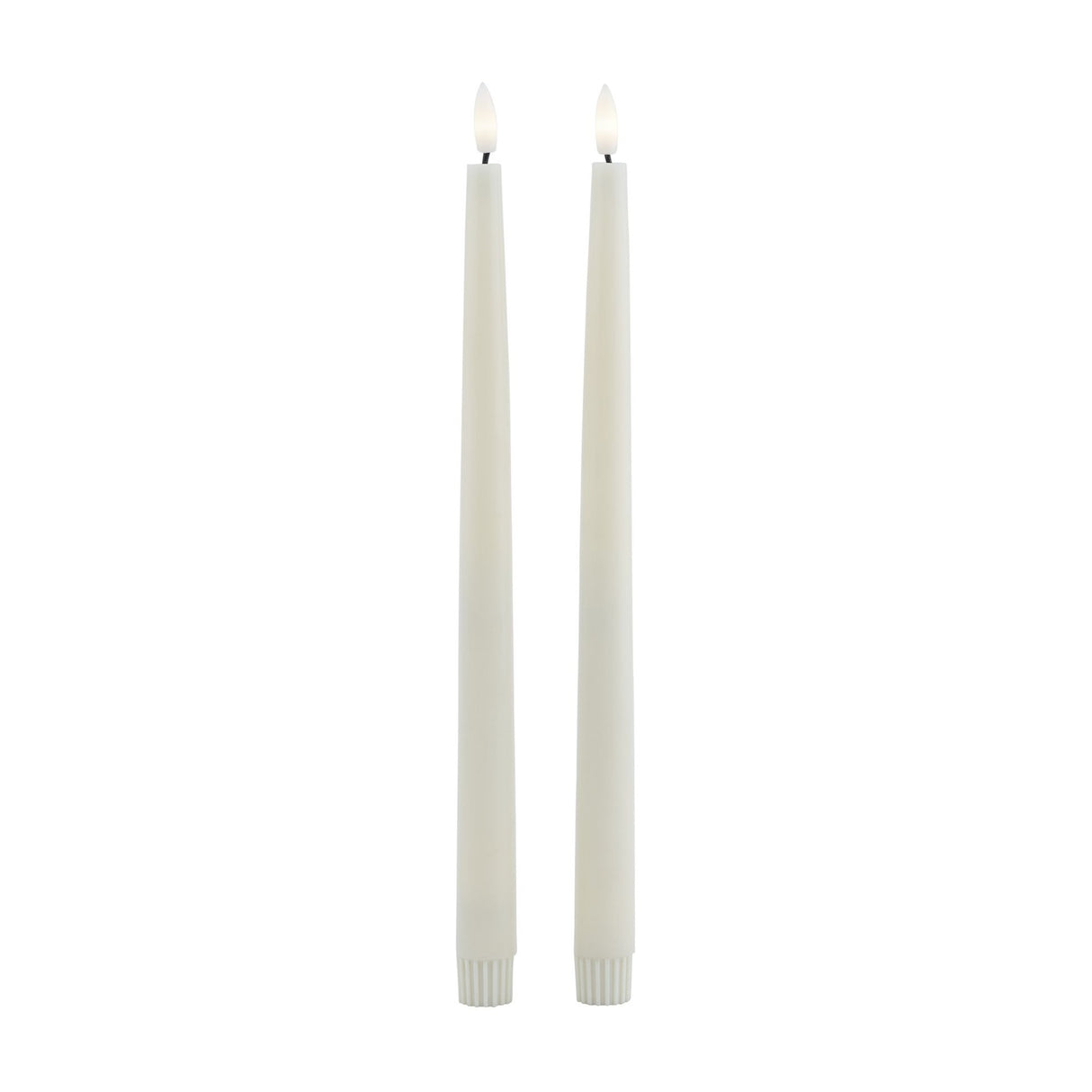 Set of 2 LED Wax Dinner Candles – Beige