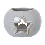 White Ceramic Star Cut-Out Round Tealight Holder – White