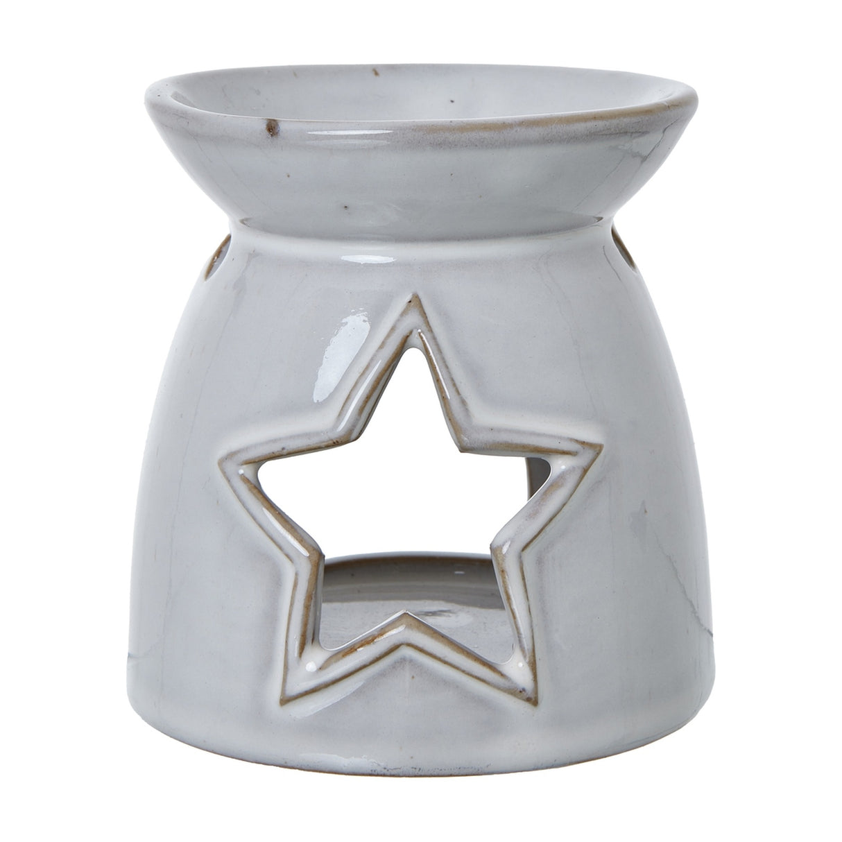 White Ceramic Star Cut-Out Tealight and Wax Melt Holder – White