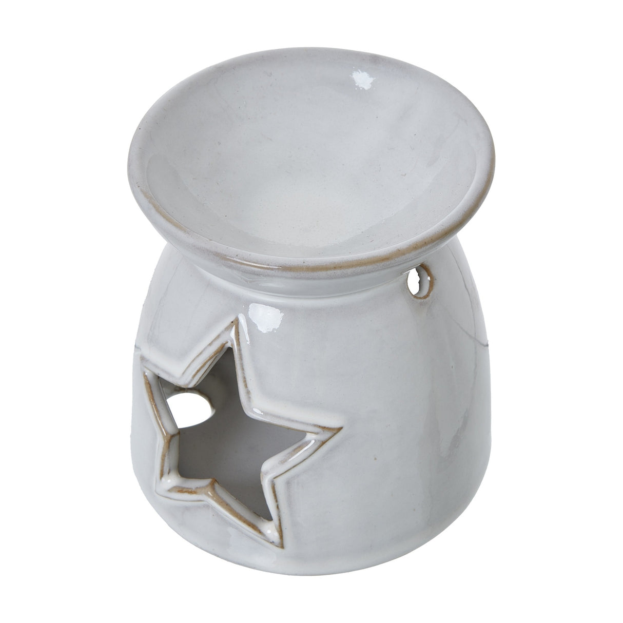 White Ceramic Star Cut-Out Tealight and Wax Melt Holder – White