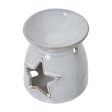 White Ceramic Star Cut-Out Tealight and Wax Melt Holder – White