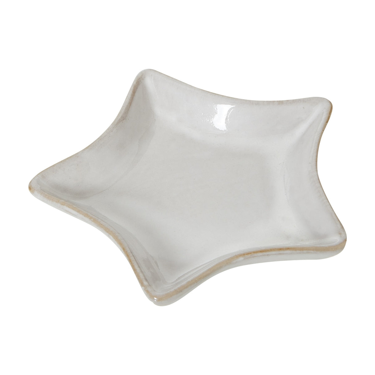 Hill Interiors Small Ceramic Star Dish in white, a shallow glazed five-point star-shaped decorative bowl shown on a plain white background.