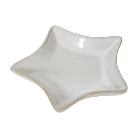 Hill Interiors Small Ceramic Star Dish in white, a shallow glazed five-point star-shaped decorative bowl shown on a plain white background.