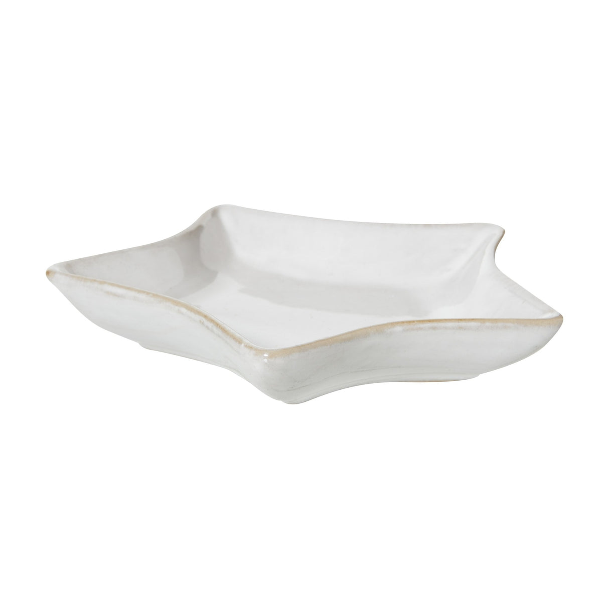 Hill Interiors Small Ceramic Star Dish in white, a shallow five-point star-shaped glazed ceramic bowl shown on a plain white background.
