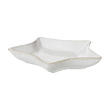 Hill Interiors Small Ceramic Star Dish in white, a shallow five-point star-shaped glazed ceramic bowl shown on a plain white background.