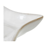 Close-up of Hill Interiors Small Ceramic Star Dish in white, showing the glazed finish and softly pointed edge with subtle brown rim detail.