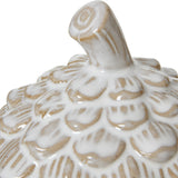 Close-up of the Hill Interiors Large Ceramic Pine Cone Trinket Dish in white, showing the moulded overlapping scales and stem-shaped lid handle.