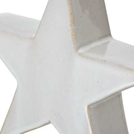 Close-up of the Hill Interiors Medium Ceramic Standing Star Decoration in matte white, showing the smooth glazed surface and rounded five-point form.