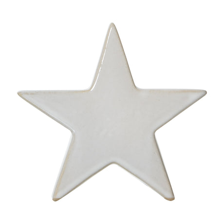 Hill Interiors small ceramic standing star decoration in glazed white with a five-point shape, shown against a plain white background.