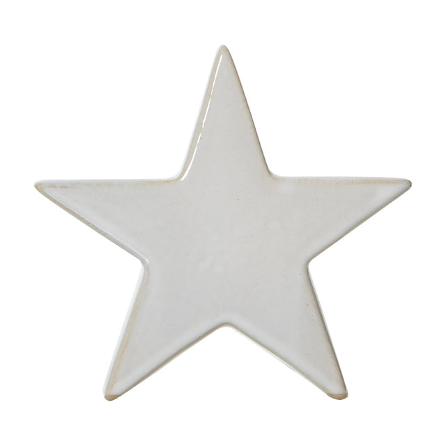 Hill Interiors small ceramic standing star decoration in glazed white with a five-point shape, shown against a plain white background.
