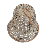 Hill Interiors extra large wicker bell Christmas decoration in brown with open woven weave and jute hanging loop, shown on a plain white background.