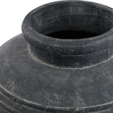 Close-up of the Hill Interiors Large Water Pot ceramic planter in grey, showing the wide rounded rim and textured matt finish of the pot's shoulder.