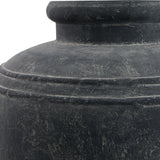 Close-up of the Hill Interiors Large Water Pot ceramic planter in matt grey, showing the ridged shoulder detail and wide rounded neck.