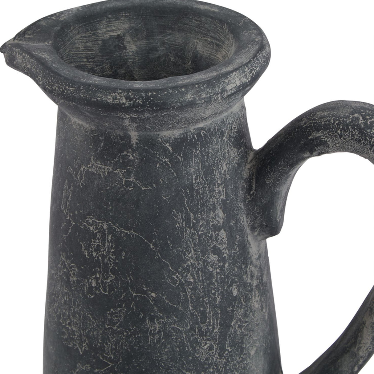 Hill Interiors Tall Ceramic Jug in grey with a textured matt stoneware finish, poured lip and curved handle, shown close-up against a white background.