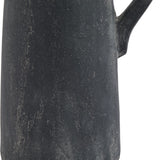Close-up of the Hill Interiors Tall Ceramic Jug in grey, showing the matt stoneware body with a weathered finish and curved handle.
