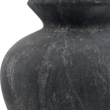Close-up of the Hill Interiors Ceramic Vase 30cm in grey, showing the rounded body and tapered neck with tonal variation across the textured glazed surface.
