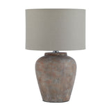 Lumbriden Ceramic Table Lamp With Linen Shade – Brown