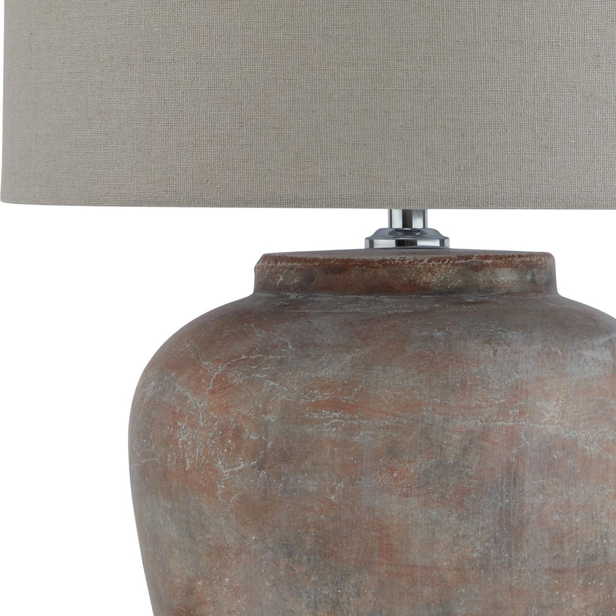 Lumbriden Ceramic Table Lamp With Linen Shade – Brown