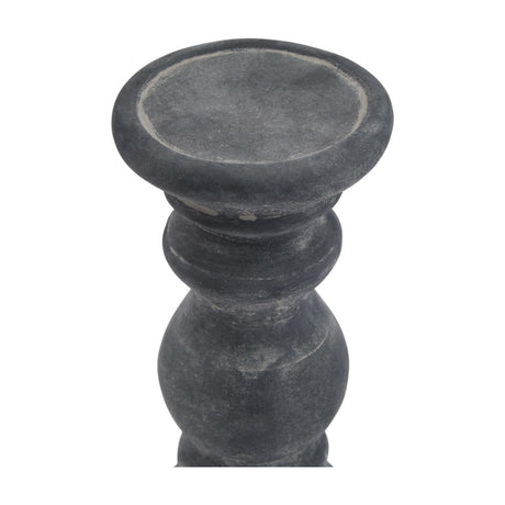 Hill Interiors small grey column candle holder in ceramic with a soft matte finish and recessed top, shown close-up against a plain white background.