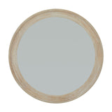 Hill Interiors Washed Wood Round Framed Large Mirror in white with a wide pale timber frame and circular glass, shown on a plain background.