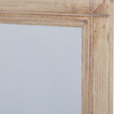 Close-up of the Hill Interiors Large Washed Wood Window Mirror corner, showing the solid wood frame with visible grain and fine glazing bars.