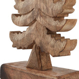 Close-up of the Hill Interiors Natural Wooden Christmas Tree in beige, showing the tiered tapered silhouette, visible grain and small base.