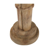 Close-up of the turned wooden base and lower body of the Hill Interiors Wooden Nutcracker Decoration in beige, showing visible grain on a white background.