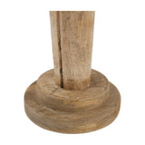 Close-up of the tiered round wooden base on the Hill Interiors Large Wooden Nutcracker Decoration in beige, showing natural grain against a white background.