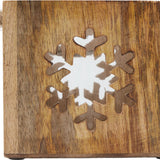 Wooden Snowflake Tealight Candle Holder – Brown