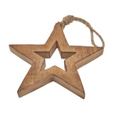 Hill Interiors Natural Wooden Hanging Star in beige with visible grain, cut-out centre and jute cord loop, shown on a plain white background.