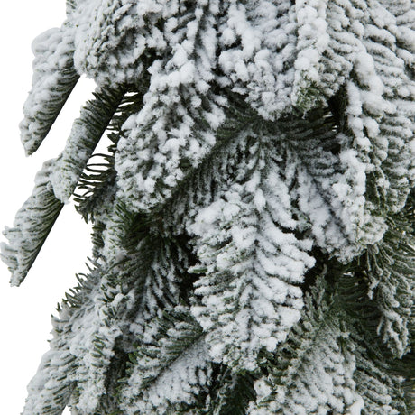 Close-up of Hill Interiors Medium Snowy Fir Tree 40cm in white, showing densely layered plastic branches coated in a soft snow-effect finish.