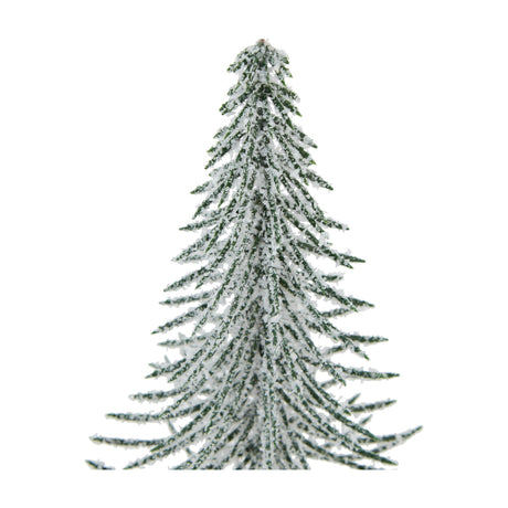 Hill Interiors small snowy spindle Christmas tree with slender green branches dusted in white frost, shown against a plain white background.