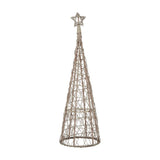 Hill Interiors LED wicker Christmas tree in brown, 115cm tall with a woven conical form and star topper, shown on a plain white background.