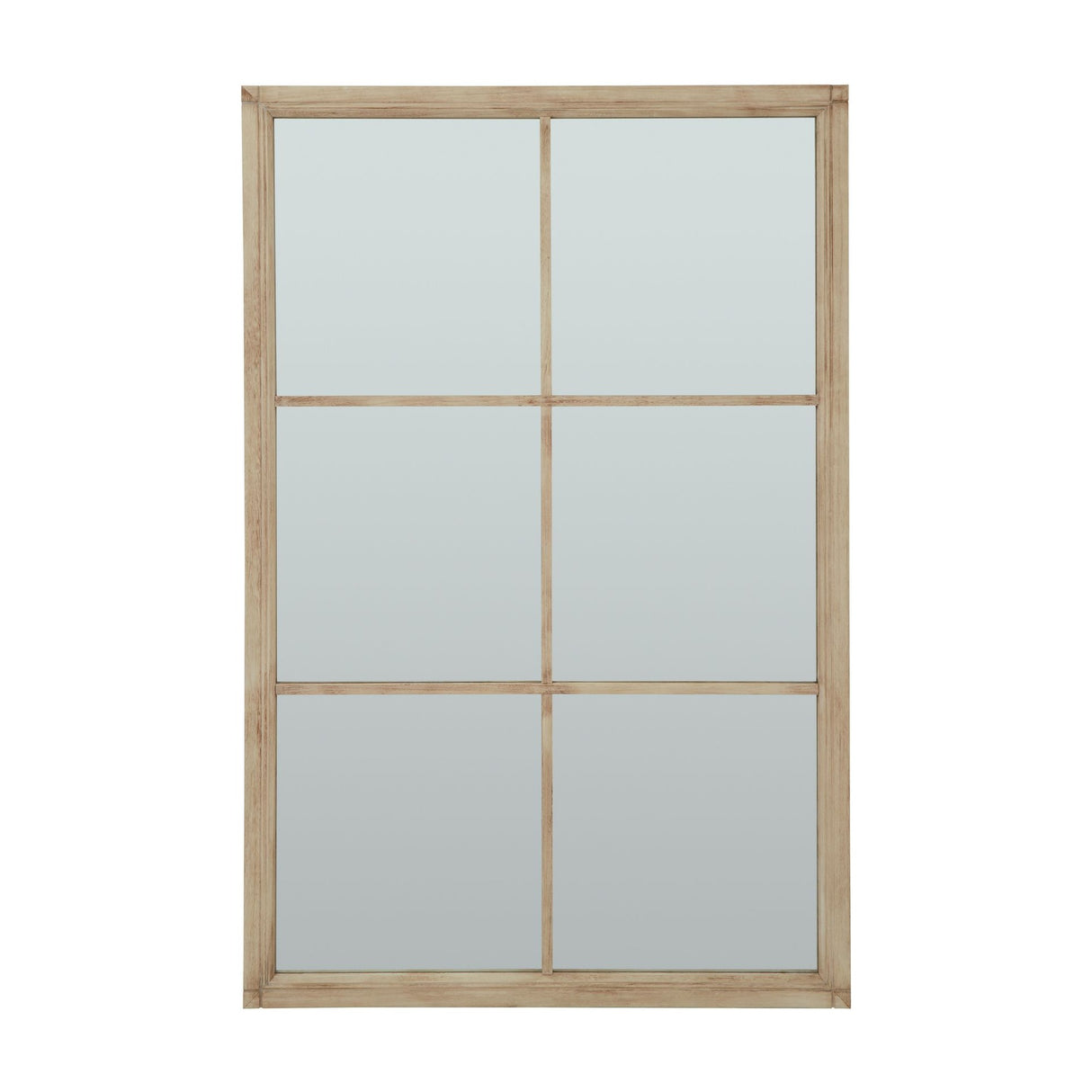 Washed Wood XL Window Mirror – Brown