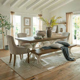 Hill Interiors Large Ceramic Amphora Vase in brown, styled with a smaller amphora on a farmhouse dining table in a bright rustic room.