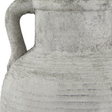 Close-up of the Hill Interiors Stone Large Amphora Vase in beige, showing the ridged ceramic body, tapered neck, and curved handle in a stone-effect finish.