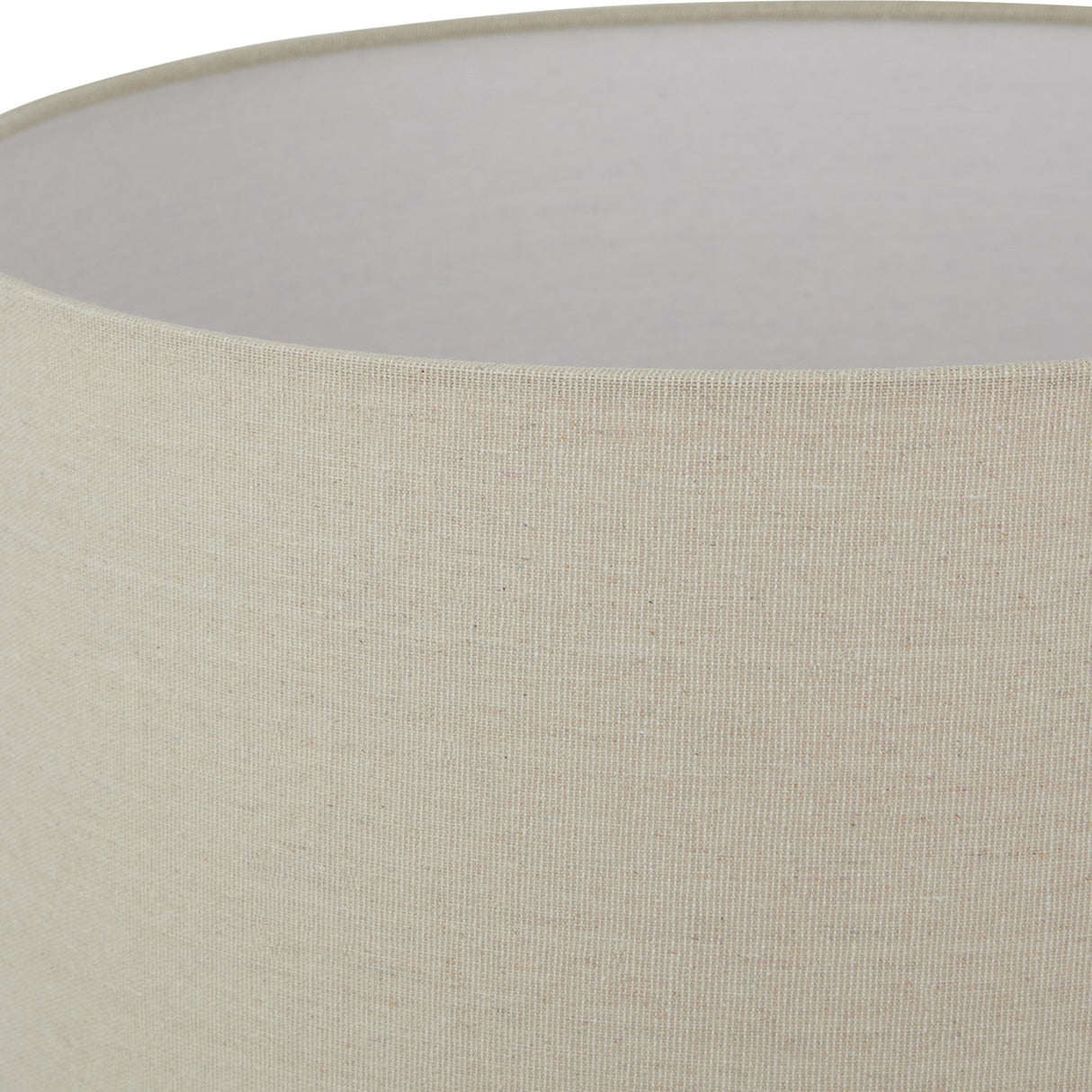Close-up of the beige linen-look drum shade on the Hill Interiors Elvessa Stone Lekanis table lamp, showing its woven texture and neutral tone.