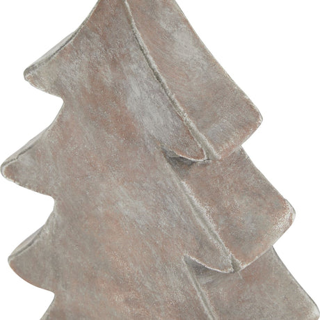 Close-up of the Hill Interiors Ceramic Medium Christmas Tree in brown, showing the tiered fir silhouette and matt, textured earthy finish.