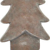 Close-up of the Hill Interiors Ceramic Medium Christmas Tree in brown, showing the tiered fir silhouette and matt earthy finish with moulded ridged branches.