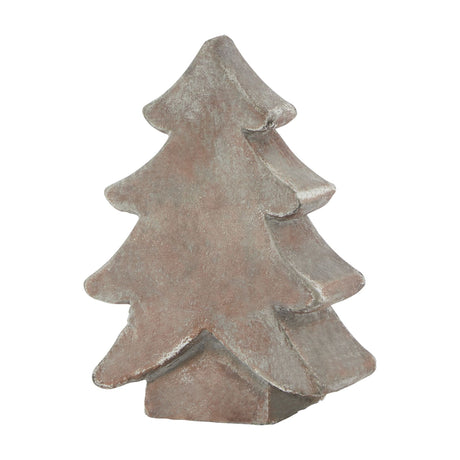 Hill Interiors Small Ceramic Christmas Tree in earthy brown, a tiered conical tabletop decoration with a matt weathered finish, shown on a white background.