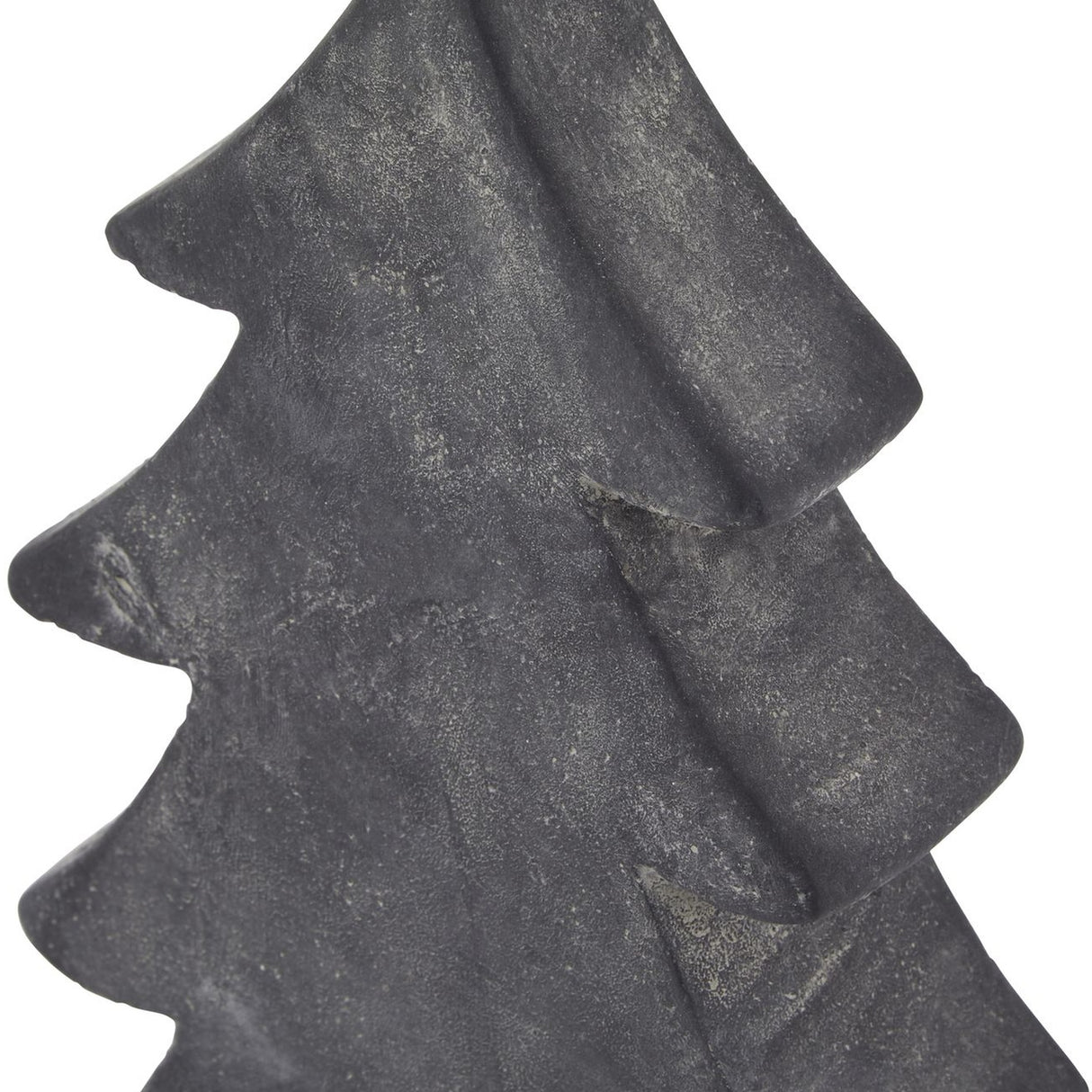 Close-up of Hill Interiors Ceramic Medium Christmas Tree in grey, showing the tiered tree form and textured matte glazed finish.