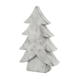 Hill Interiors stone effect large ceramic Christmas tree in beige, with a tiered tapering form and matte textured finish, shown on a plain white background.