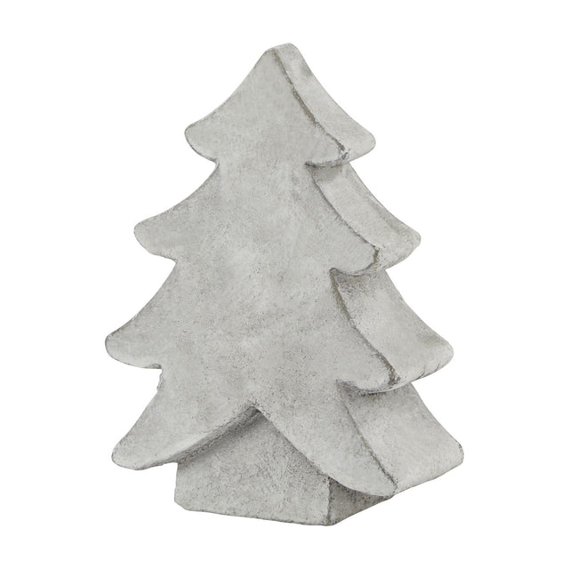 Hill Interiors small ceramic Christmas tree with a beige stone-effect matte finish and simplified tapering silhouette, shown on a plain white background.