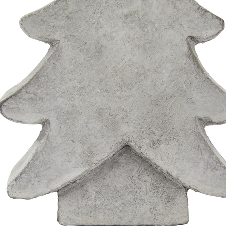 Close-up of the Hill Interiors small stone-effect ceramic Christmas tree in beige, showing the tapered layered branches and matte textured surface.