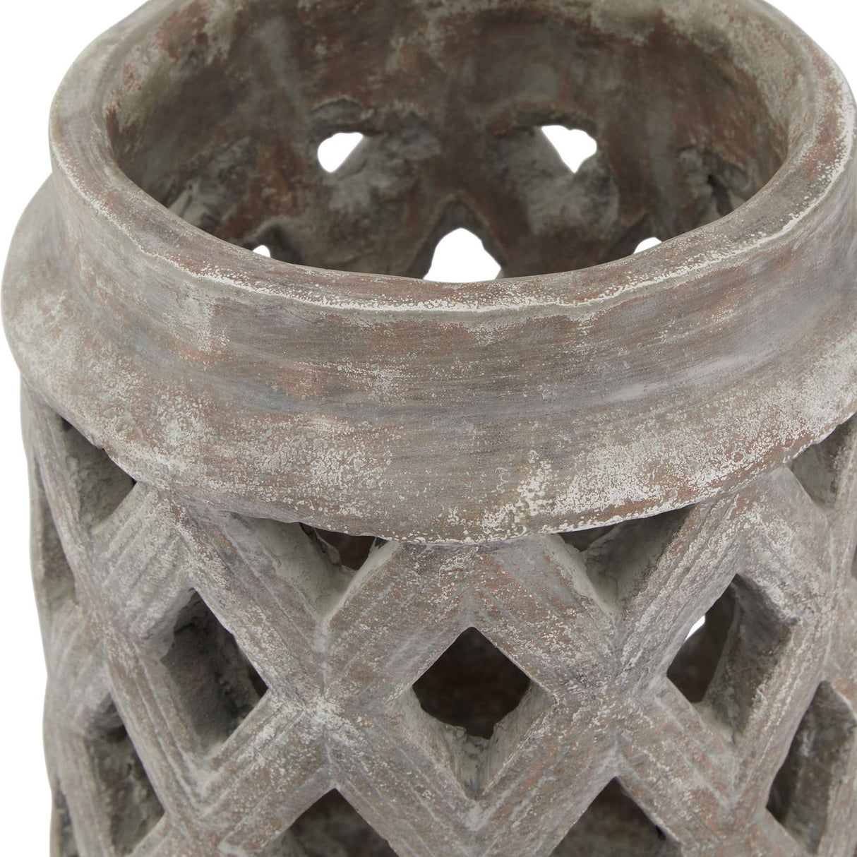Large Lattice Ceramic Lantern – Brown